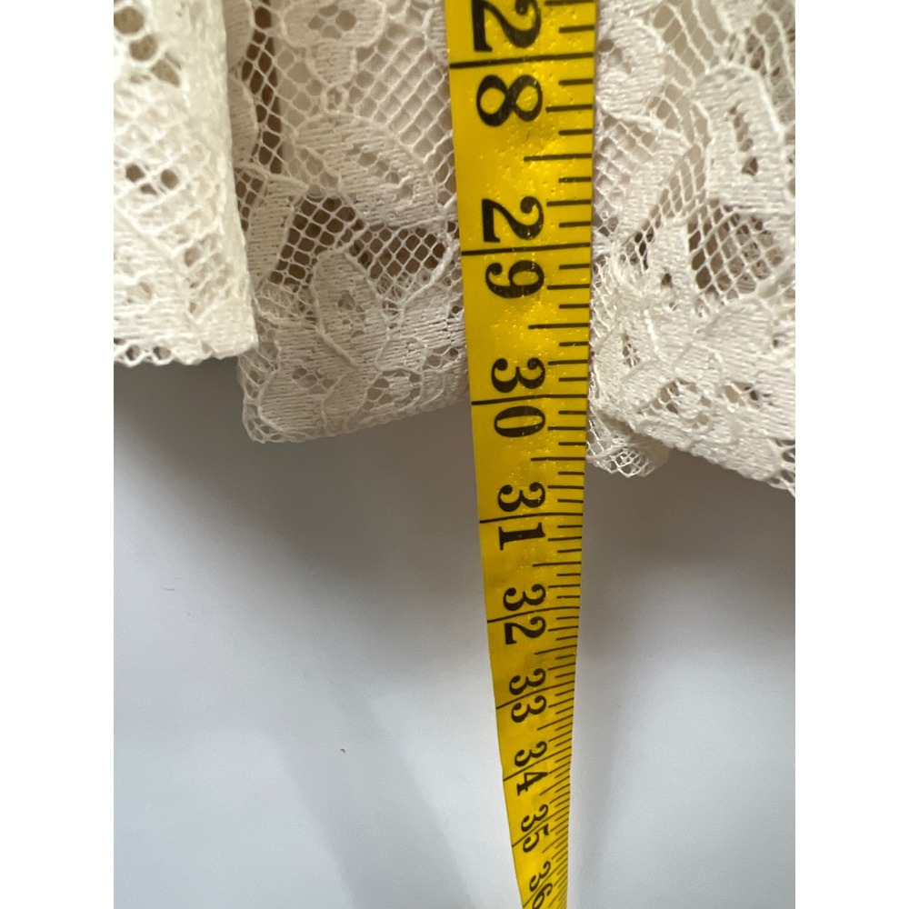 Vtg Carefree Fashions Skirt Top Set Women M Cream Lace Puff Sleeve Arizona USA - Picture 8 of 16